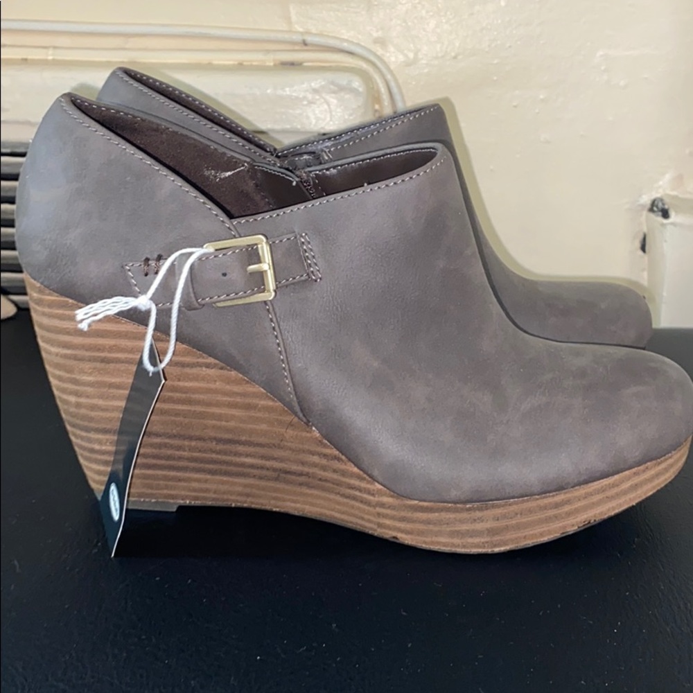 Gray Platform Wedge Booties